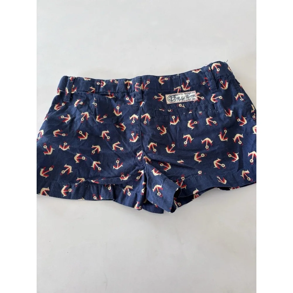 Ralph Lauren Girls‎ Sz 5Nautical Shorts Navy Blue Red Beige Anchors 3301